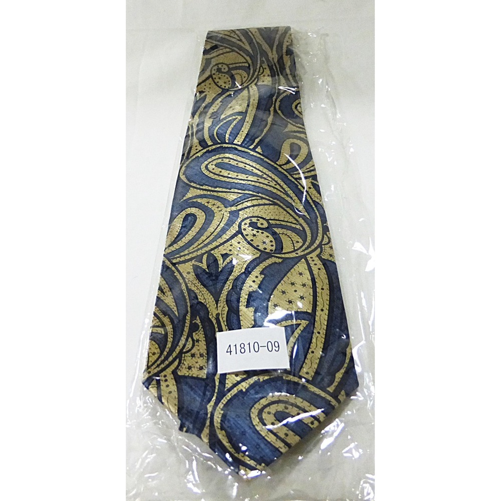 Irvine park men tie new silk blue gold Paisley artsy Career Academia Preppy